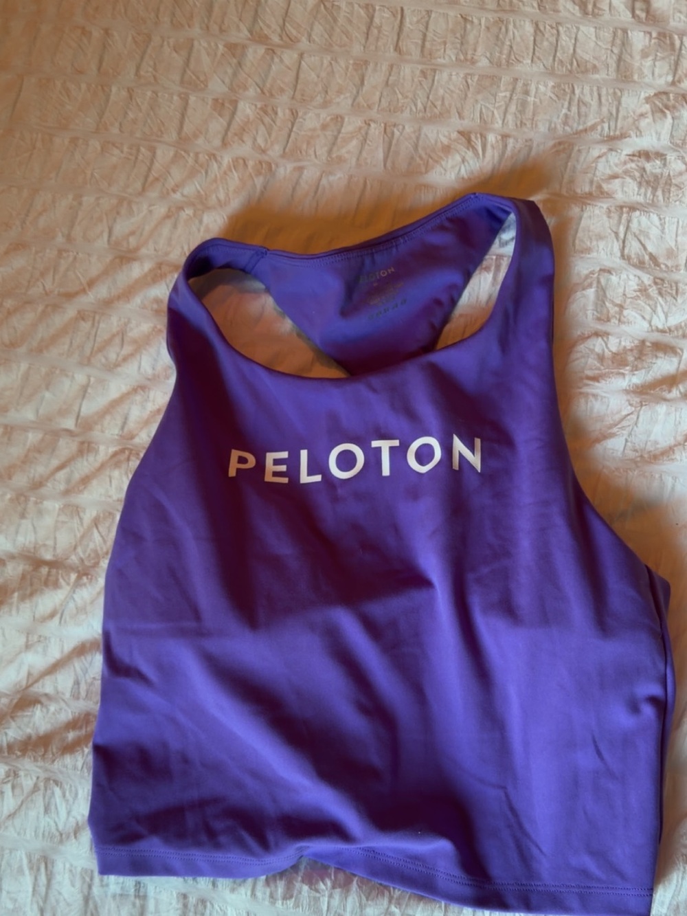 Peloton Purple Racerback Crop Tank with Bold Logo